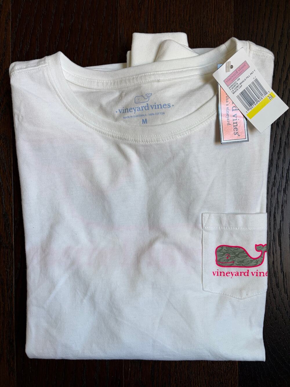 NWT Vineyard Vines Long-Sleeve Camo Whale Logo Tee (White)
